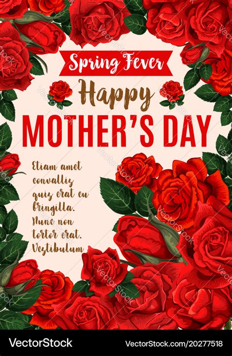 Mother day greeting card with rose flower bouquet Vector Image