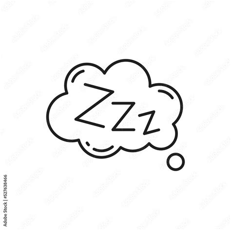 Comic bubble with zzz sleeping sign isolated line art icon. Vector zzz ...