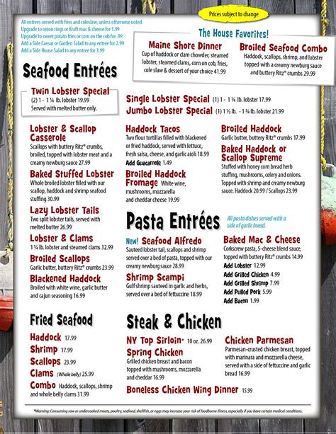 Estes Lobster House Menu | Lunch and Dinner | Ocean Views | Lobster house, Lunches and dinners ...