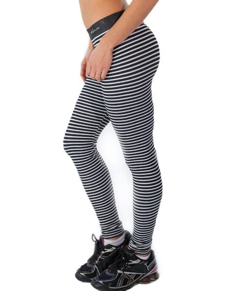 Wholesale Black And White Striped Gym Leggings From Gym Clothes