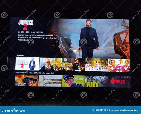 John Wick 2 - Netflix Television Screen with Popular Series Choice. Movies Editorial Photography ...