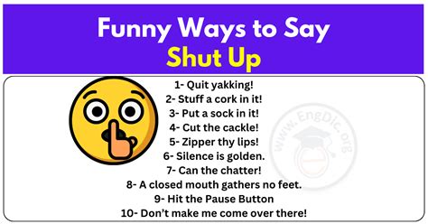 50+ Funny Ways to Say Shut Up - EngDic