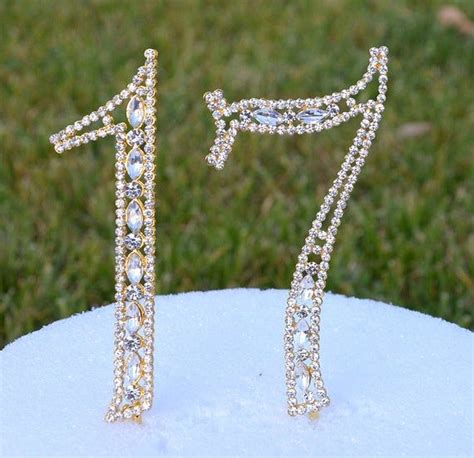 New 5 Gold Rhinestone Number Seventeen 17 Cake Topper | Etsy in 2021 ...