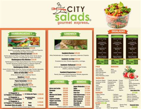 City salads Menú Precios México Actualizado (octubre 2024)