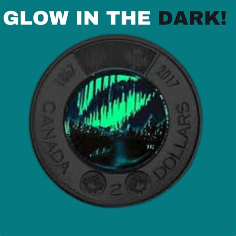 Northern Lights Canadian Toonie Glow in the Dark Coloured Coin Aurora ...