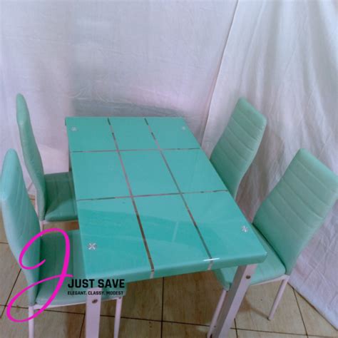 Modern Glass Dining Table Set | Four Chairs Included