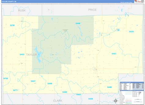 Taylor County, WI Wall Map Basic Style