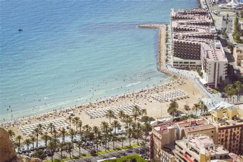 Beach Playa Del Postiguet and the Hotel Melia Alicante Editorial Photography - Image of ...