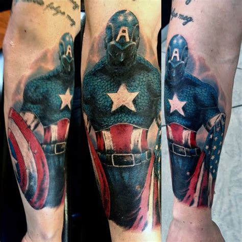 70 Captain America Tattoo Designs For Men - Superhero Ink Ideas