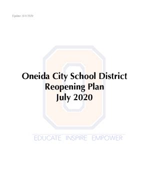 Fillable Online Oneida City School District Reopening Plan 1082020docx ...