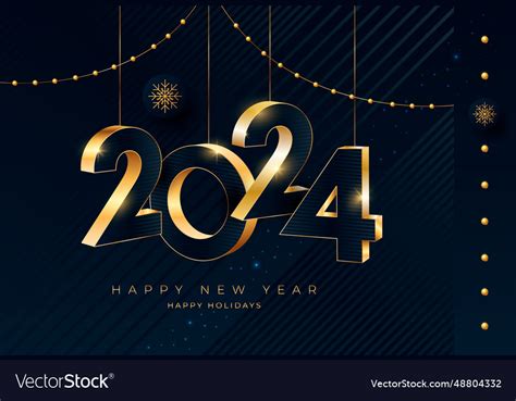 Happy new year 2024 greeting card design template Vector Image