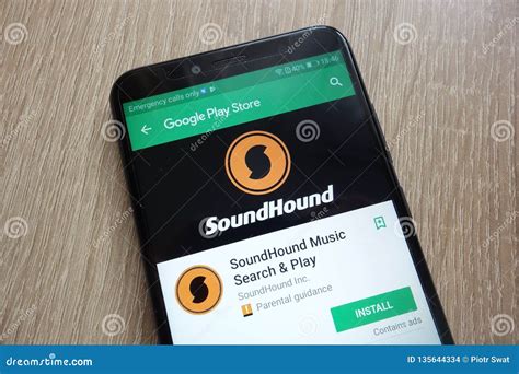 SoundHound App on Google Play Store Website Displayed on a Modern ...