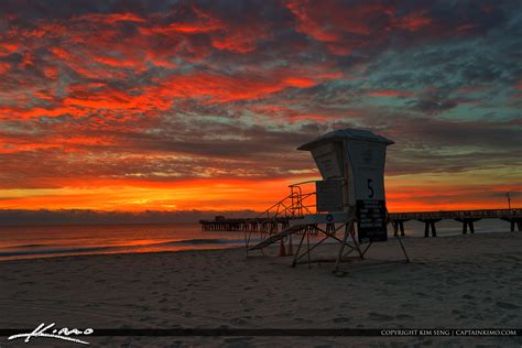 Sunrise at the Pompano Beach Pier with Explosive Colors