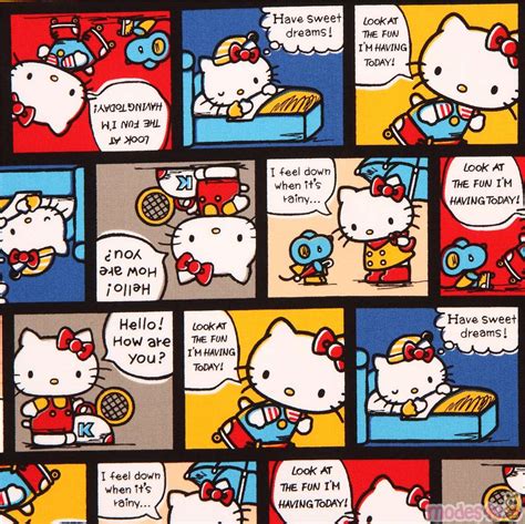 black Hello Kitty cute colorful comic manga story oxford fabric - modeS4u