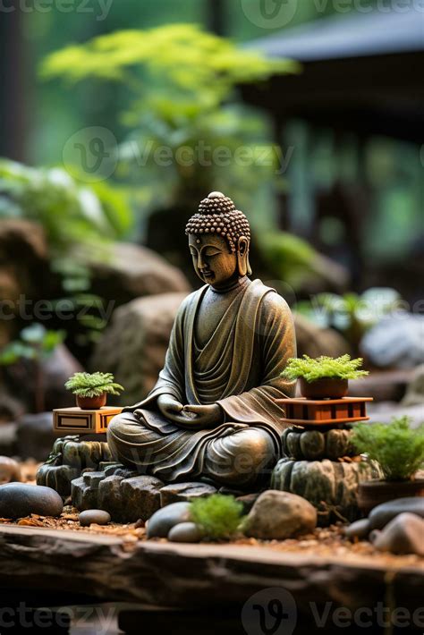 Zen garden with Buddha, in Asia. Generative AI 27252095 Stock Photo at ...