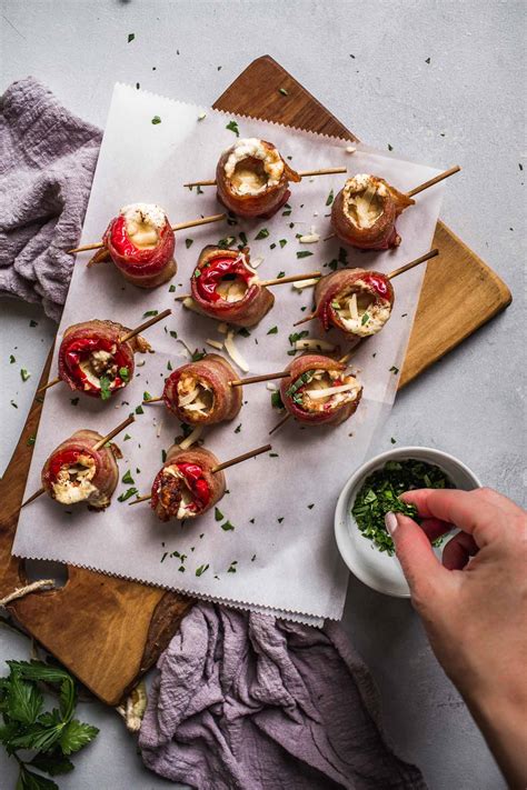 Stuffed Cherry Peppers Wrapped with Bacon - Platings + Pairings