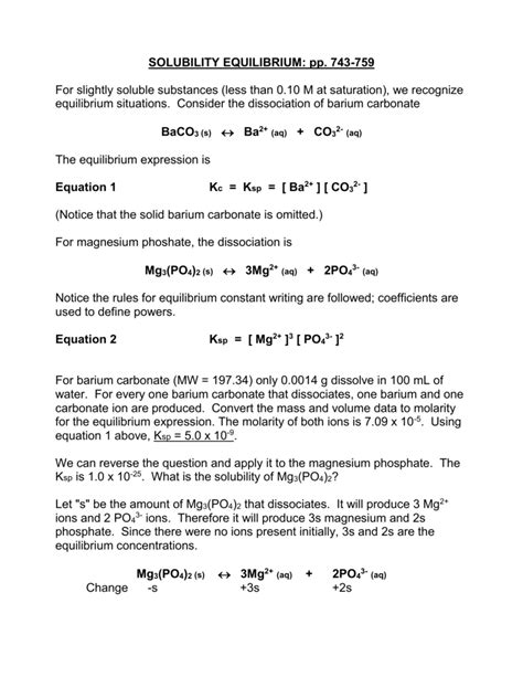 Solubility Equilibrium