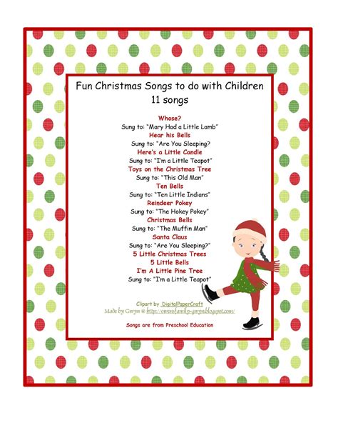 Fun Christmas Songs to do Children ~ Preschool Printables