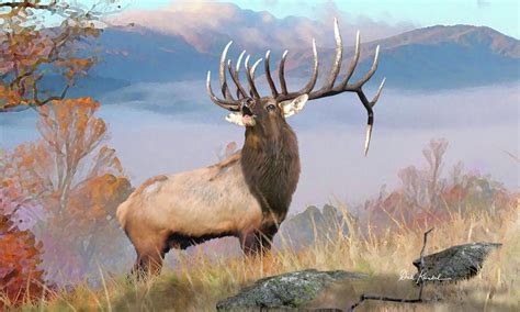 Elk Wall Art - The Monarch - Rocky Mountain Elk Painting by Dale Kunkel