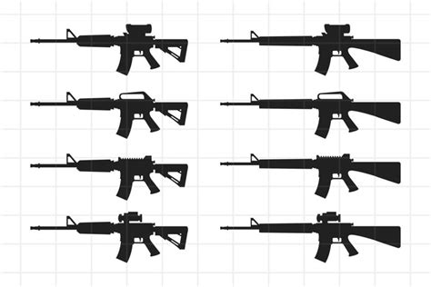 AR-15 Gun SVG Silhouettes. AR15 Rifle cut file for Cricut (664542) | Cut Files | Design Bundles