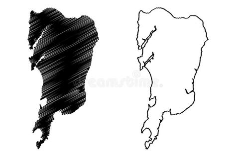 Salsette Island Republic of India, Maharashtra State Map Vector Illustration, Scribble Sketch ...