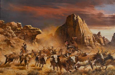 Dennis Lyall - Rio Hondo, Cowboy Oil Painting on Canvas, Western Art ...