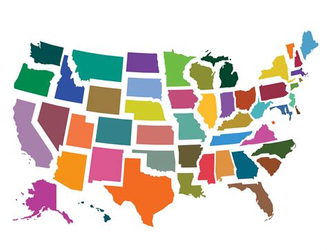 Bright Colors USA Map Clip Art United States of America Instant Download File Geography ...