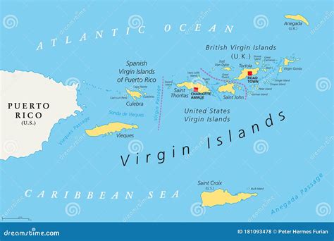 Virgin Islands Map With Political Jurisdictions Cartoon Vector ...