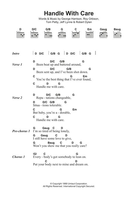 Handle With Care by The Traveling Wilburys - Guitar Chords/Lyrics ...