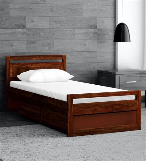 Buy Avian Solid Wood Single Bed With Drawer Storage In Provincial Teak ...