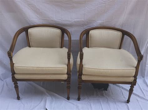 Pair of Vintage Barrel Back Chairs with Beautifully Carved