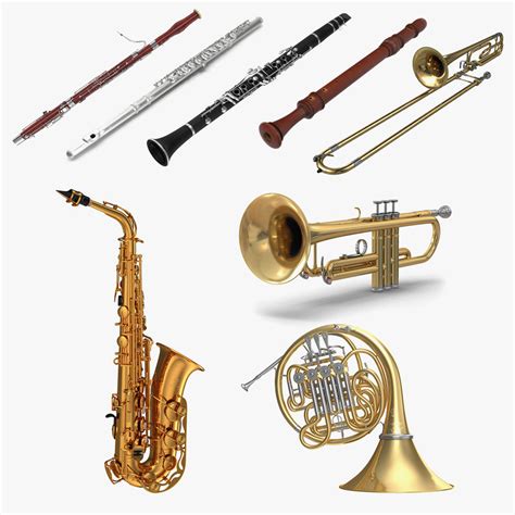 Wind musical instruments 4 model - TurboSquid 1345088