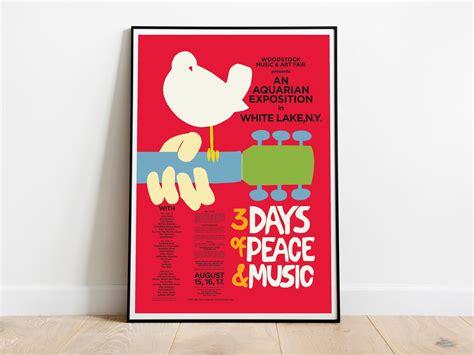 WOODSTOCK 1969 Printable Poster. Vintage Concert Poster With | Etsy