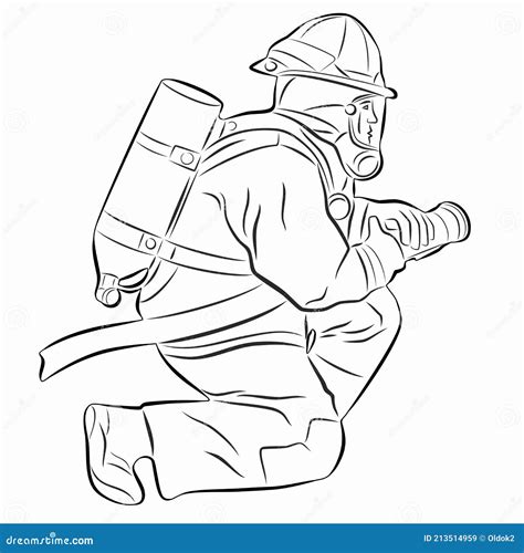 Illustration of a Fireman, Vector Drawing Stock Vector - Illustration ...