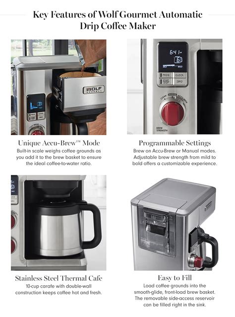 Wolf Gourmet Automatic Drip Coffee Maker, Stainless Steel & Black Knob | Williams Sonoma