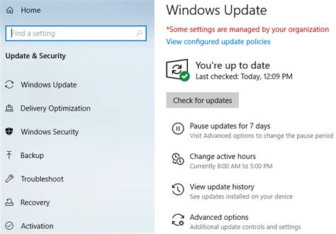 Windows Update Settings