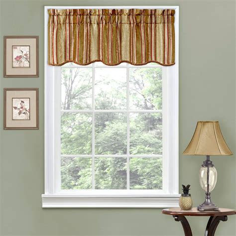 Traditions by Waverly Stripe Ensemble Scalloped Window Curtain Valance - Walmart.com - Walmart.com