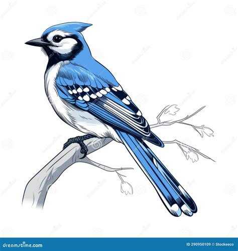 Colorful Blue Jay Drawing: Detailed and Eye-catching Bird Art Stock ...