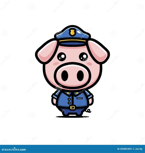 Vector Cute Police Pig Character Stock Vector - Illustration of police ...