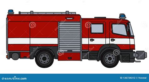 The red fire truck stock vector. Illustration of automobile - 136734312