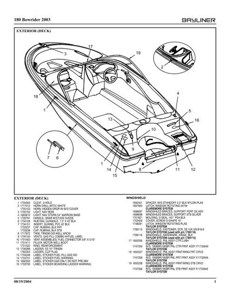 exterior (deck) - Bayliner Parts