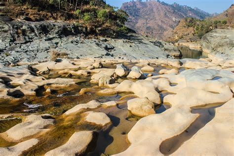 Poonch River in Kotli Pakistan Controlled Kashmir the river bed is low ...