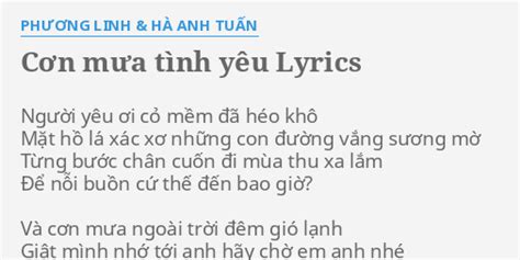 "CƠN MƯA TÌNH YÊU" LYRICS by PHƯƠNG LINH & HÀ ANH TUẤN: Người yêu ơi cỏ...