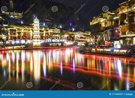 Fenghuang Ancient Town at Night Editorial Photography - Image of asia, antique: 111649337