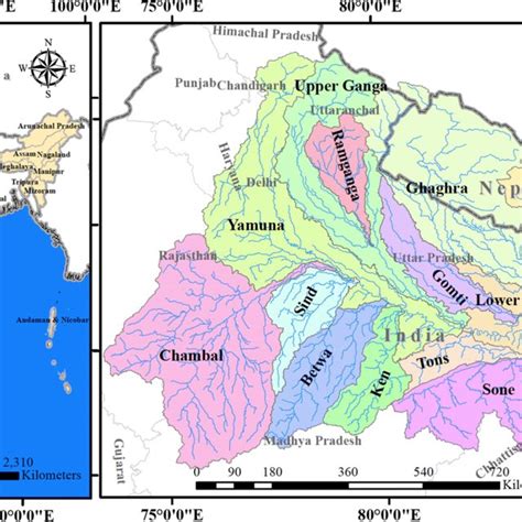 Location of Ganga River Basin and its tributaries | Download Scientific Diagram