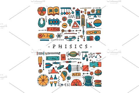 Physics icons, sign and symbols. Art | Pre-Designed Vector Graphics ~ Creative Market