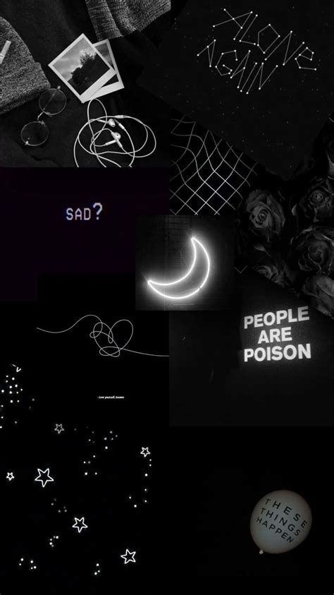 Download Dark Black Aesthetic Collage Poster Background | Wallpapers.com