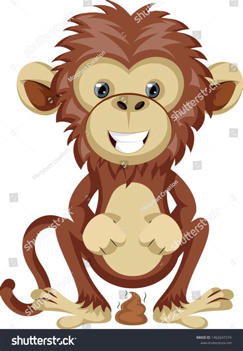 Monkey Pooping Illustration Vector On White Stock Vector (Royalty Free ...