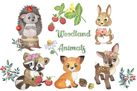 Woodland Animals Clipart. Forest Animal Clip art.