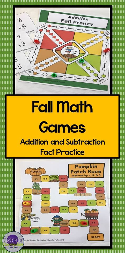 Fall Math Games: Addition and Subtraction | Fall math game, Fall math, Math fluency games